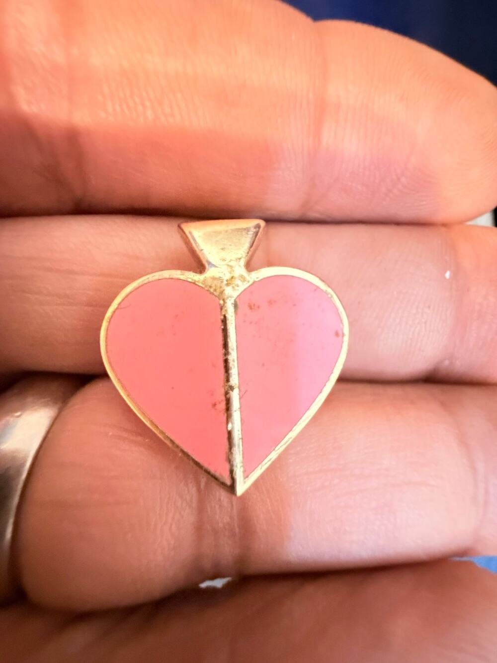 Kate Spade Pink Enamel Heart Arrow Lapel Pin Distressed